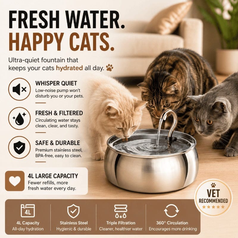Ultra-Quiet Stainless Pet Fountain