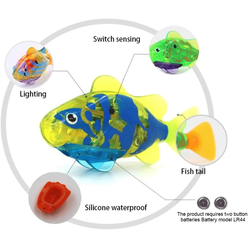 Interactive LED Robotic Fish Toy for Pets
